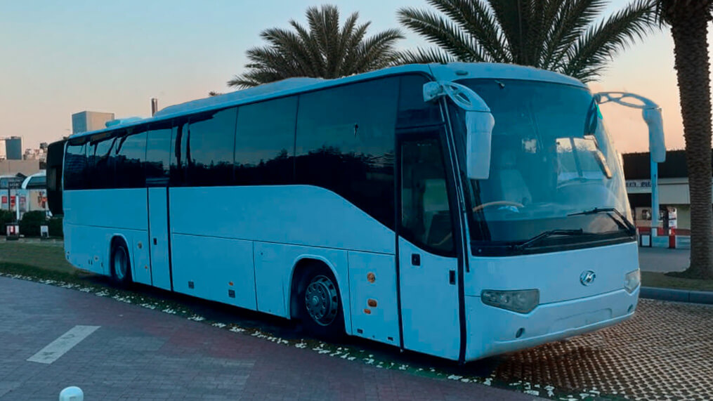 Higer 6129 with driver for rent 